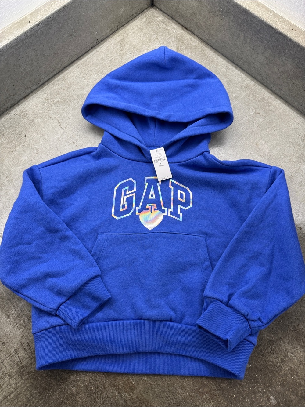 GAP Kids Bright Royal Blue Hoodie with Heart Logo the hoodie is crop